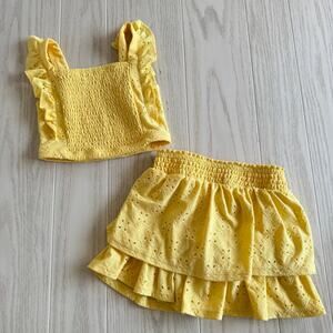 Btween Toddler Girls Floral Tank Skort Set Yellow Eyelet Size 4T